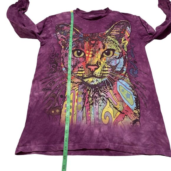 THE MOUNTAIN Rainbow Mystical Cat Purple Tie Dye Long Sleeve Tee Small Unisex - Picture 6 of 7